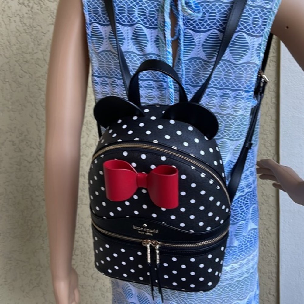 Kate Spade Disney X Kate Spade New York Minnie Dome Backpack Black Multi - Picture 16 of 16